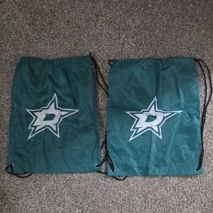 Set of 2 ~ Dallas Stars Green Drawstring Backpack